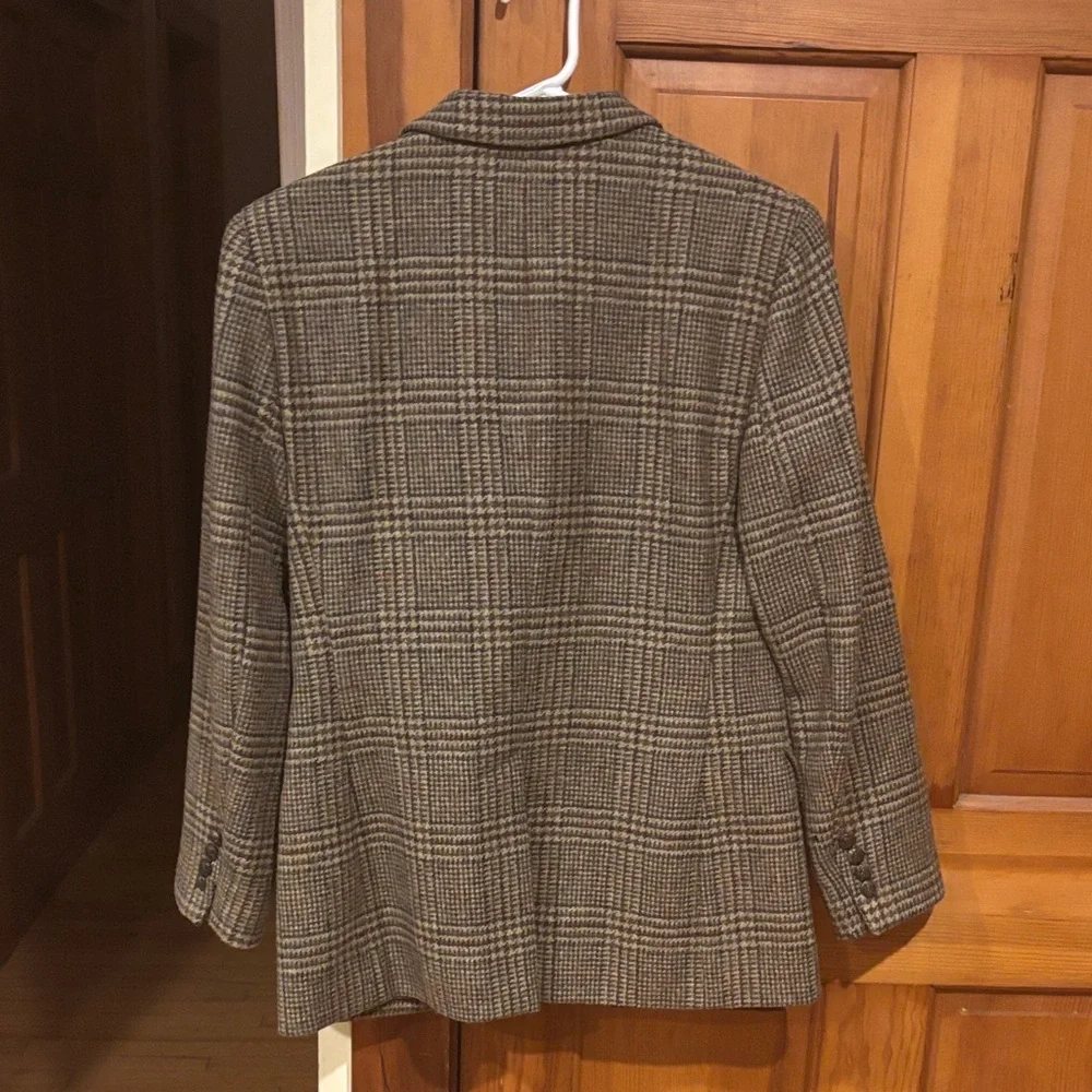Lauren Ralph Lauren Equestrian Tweed Blazer Pure Wool Tan Beige Sz 6